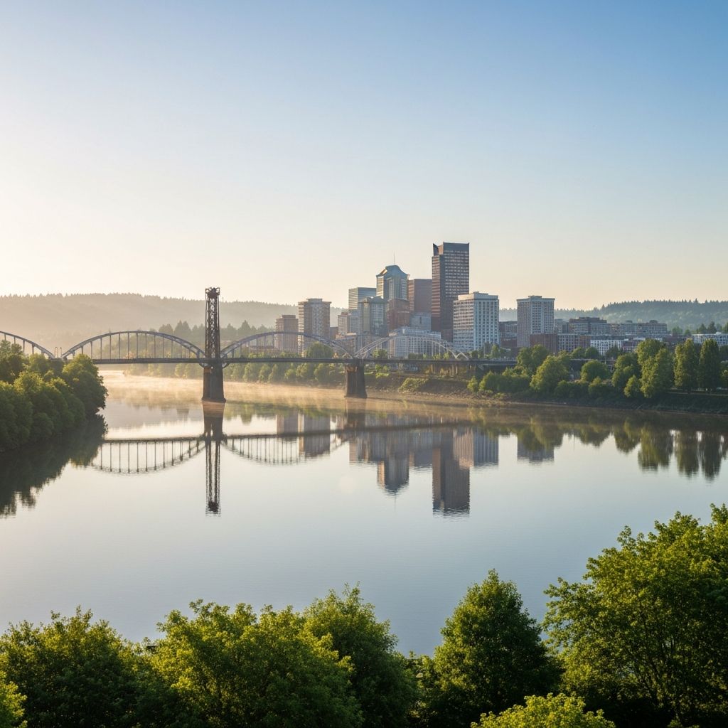 Portland skyline along the Willamette River